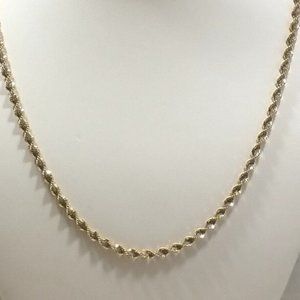 Italian Sterling Silver Two Tone Twisted Rope Necklace Vintage